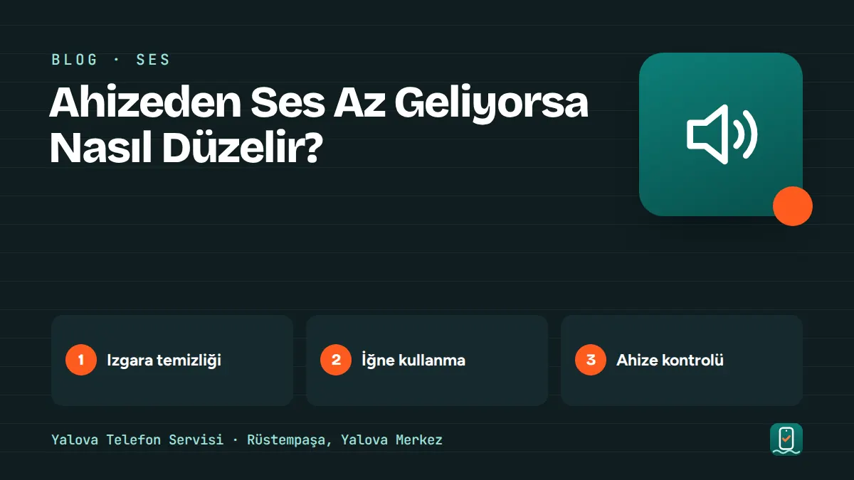 Ahizeden Ses Az Geliyorsa Nasıl Düzelir? – izgara temizliği, i̇ğne kullanma, ahize kontrolü adımlarını gösteren görsel