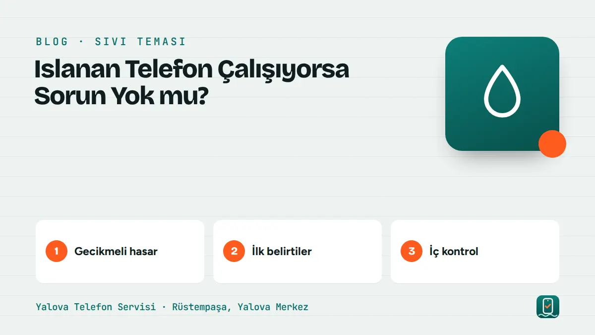 Islanan Telefon Çalışıyorsa Sorun Yok mu? – gecikmeli hasar, i̇lk belirtiler, i̇ç kontrol adımlarını gösteren görsel