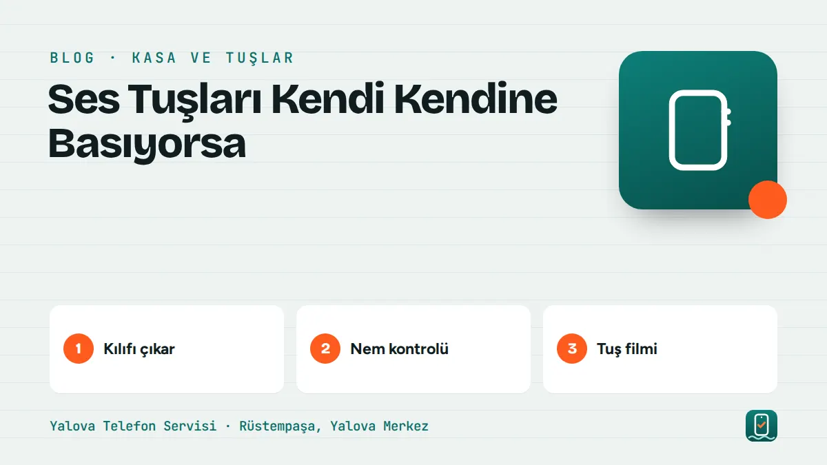 Ses Tuşları Kendi Kendine Basıyorsa – kılıfı çıkar, nem kontrolü, tuş filmi adımlarını gösteren görsel