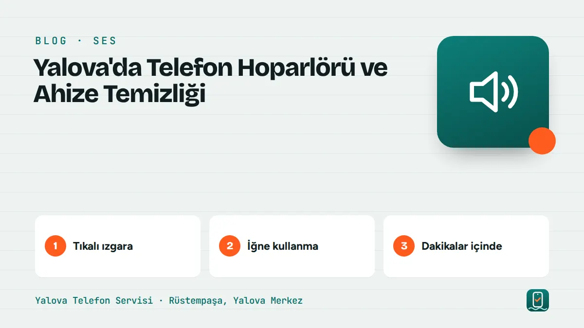 Yalova'da Telefon Hoparlörü ve Ahize Temizliği – tıkalı ızgara, i̇ğne kullanma, dakikalar içinde adımlarını gösteren görsel